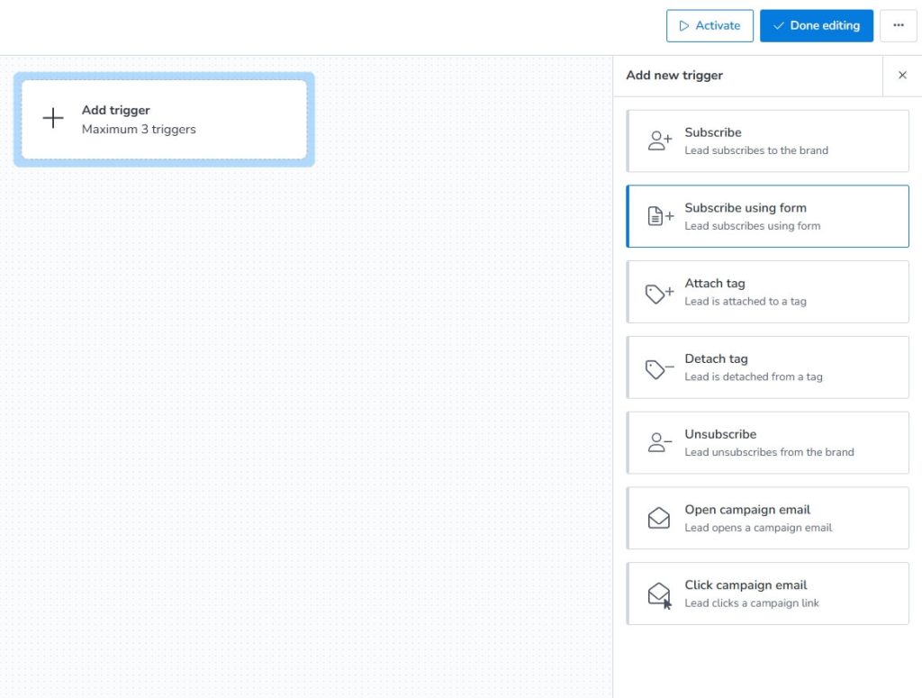 Subscribe using form trigger