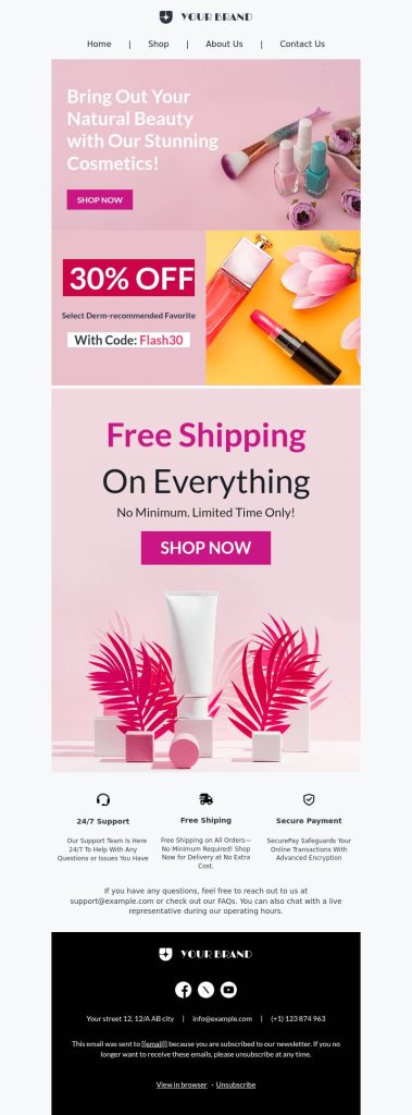 Spring newsletter template for beauty product sales
