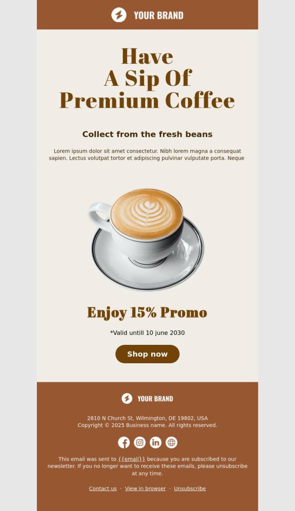 Winter beverage sale newsletter template
