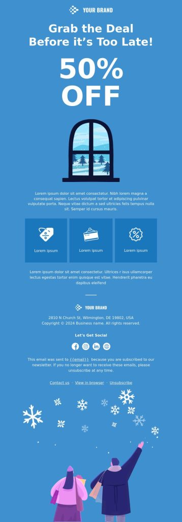 Winter newsletter template: winter deals announcement