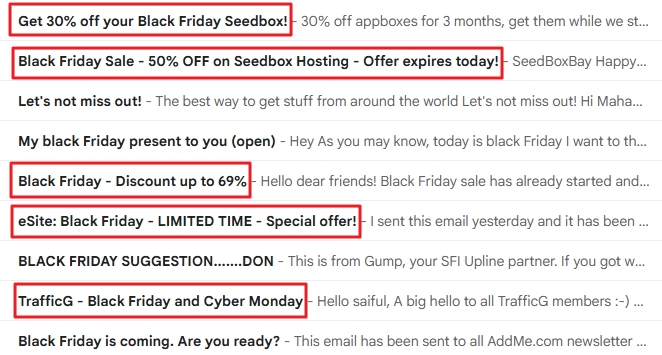 BFCM email subject line examples
