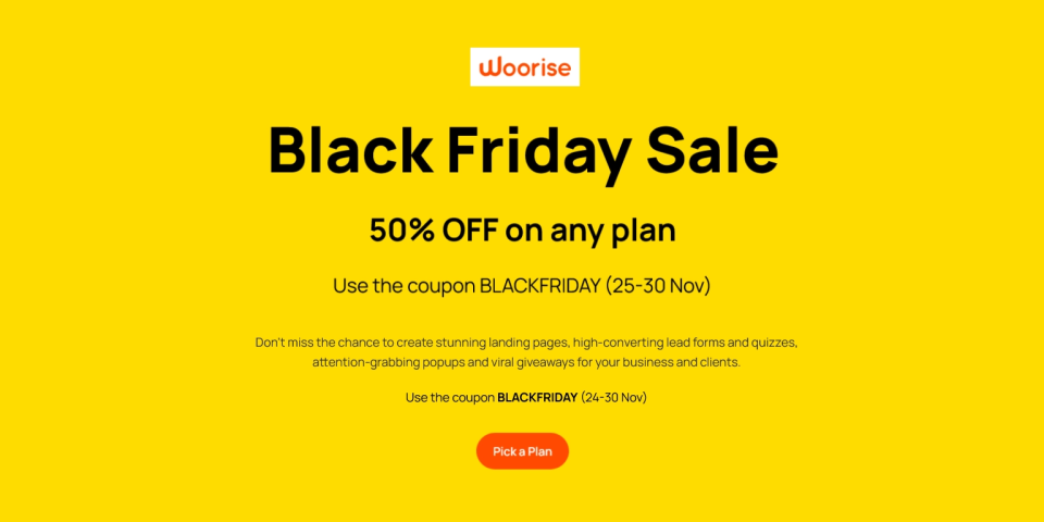 Woorise BFCM deals