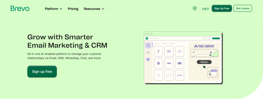 One of the email segmentation tools: Brevo homepage