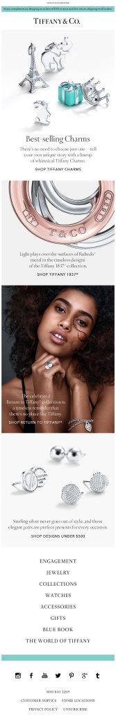 Jewelry email marketing: Best-selling jewelry email newsletter from Tiffany & Co.