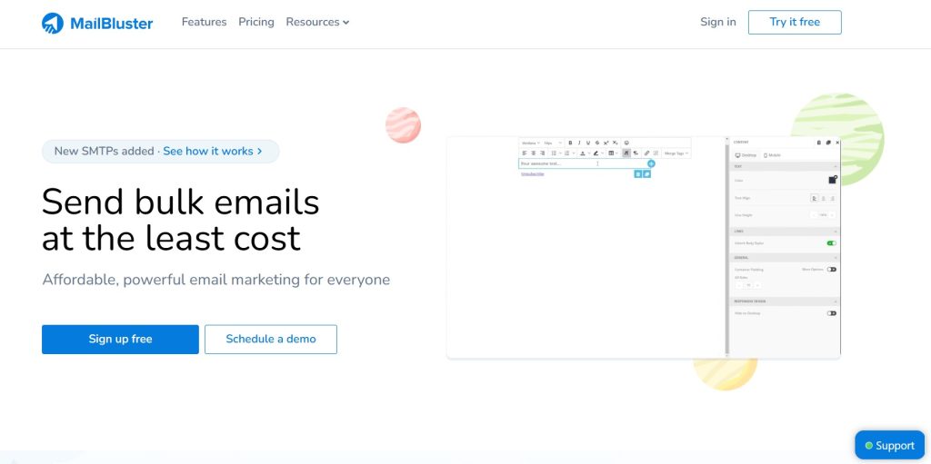 MailerSend alternative: MailBluster homepage
