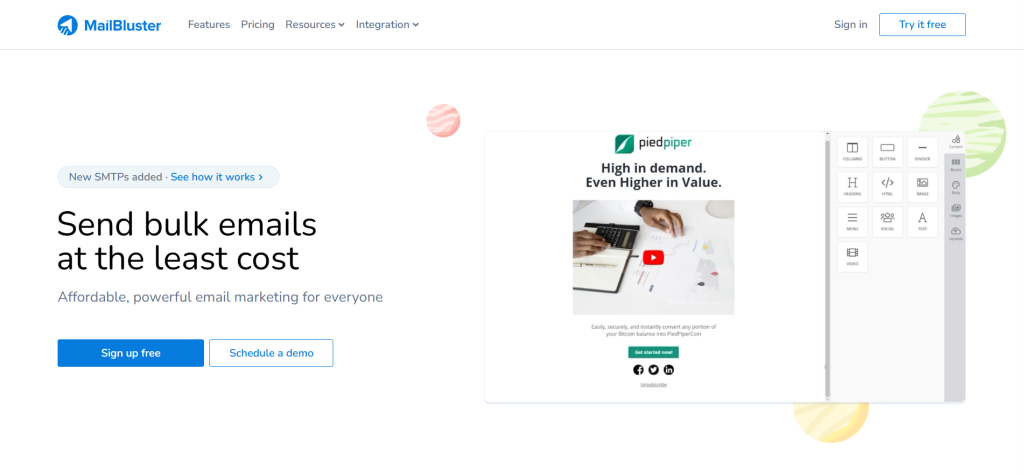 MailBluster homepage
