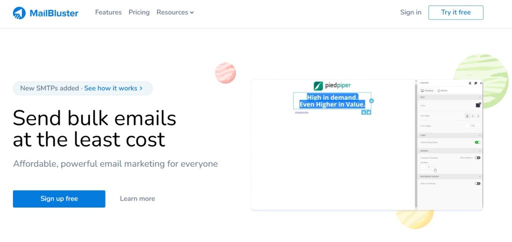 ActiveCampaign alternative: MailBluster homepage