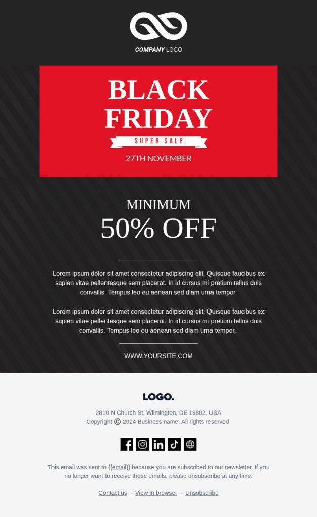 Black Friday super sale email template