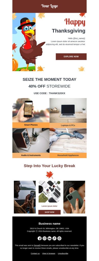 Happy Thanksgiving Sale Email Template