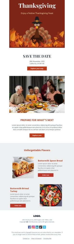 Thanksgiving Dinner Email Template