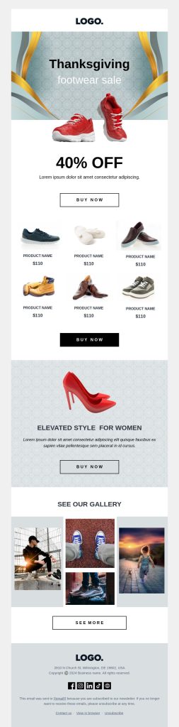 Footwear Sale Thanksgiving Email Template.