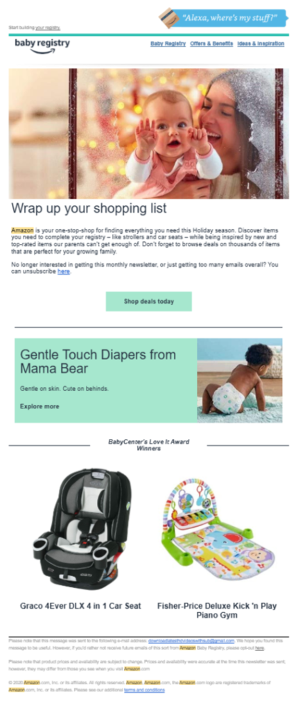 Amazon Baby Registry Product Recommendation