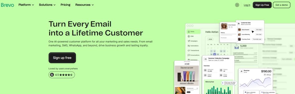 Mailchimp alternatives: Brevo homepage