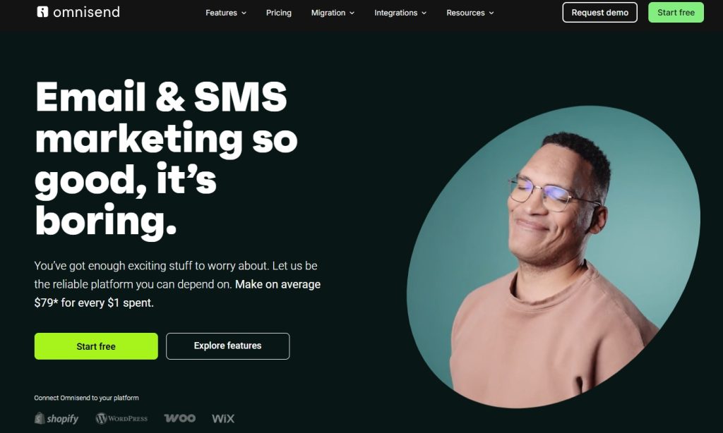 Mailchimp alternatives: Omnisend homepage