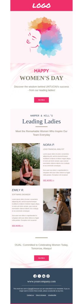 International Women’s Day corporate email template.