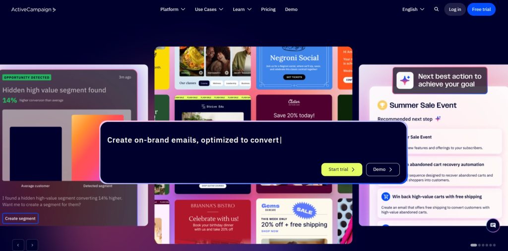 Mailchimp alternatives: ActiveCampaign homepage
