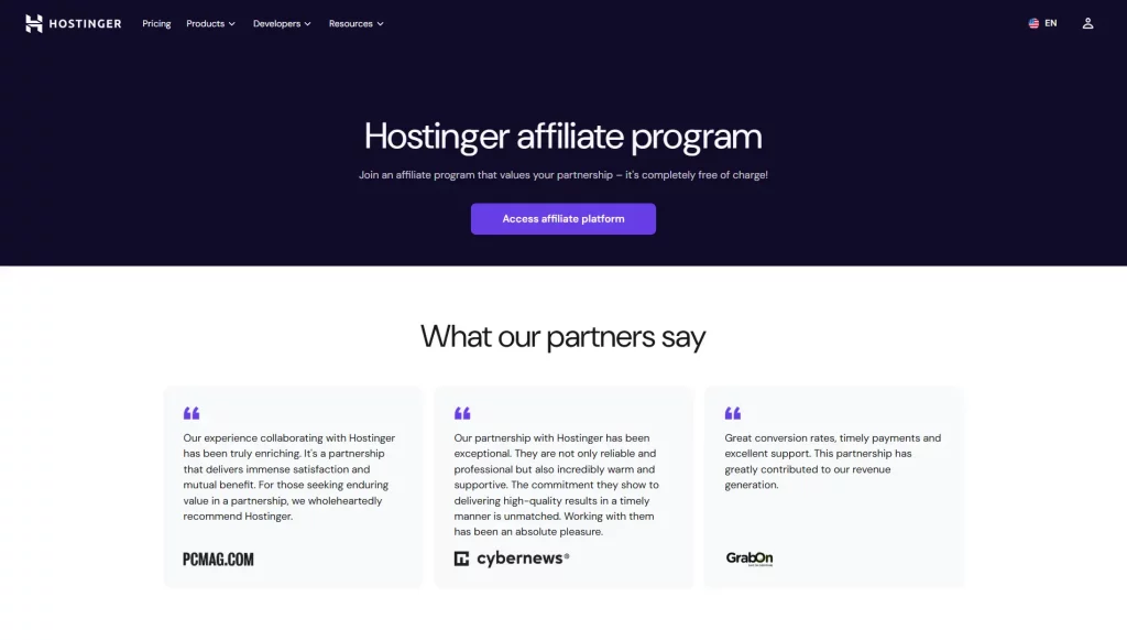 Hostinger Affiliate Program