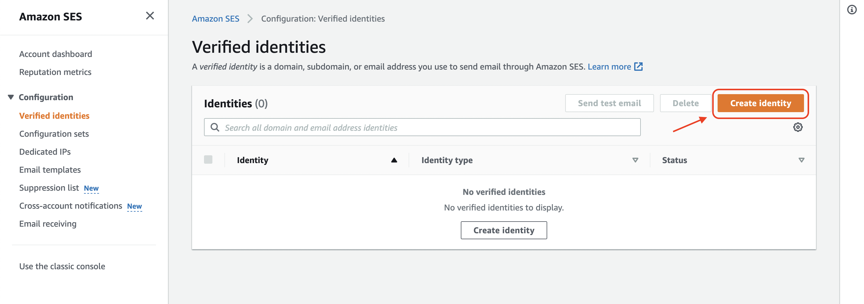 click Create identity from Verified identities