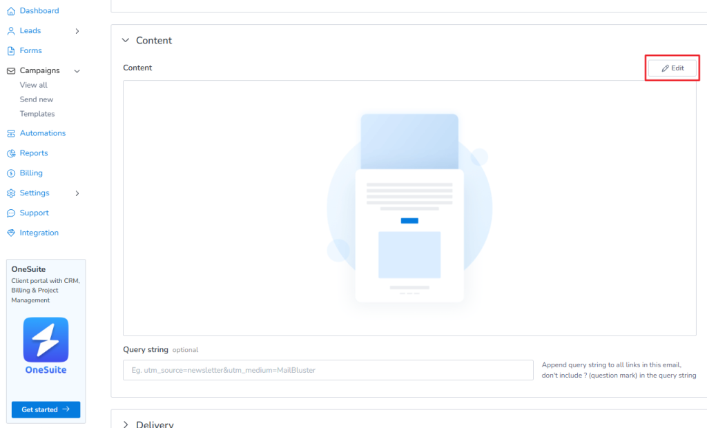 To use drag and drop editor, click on