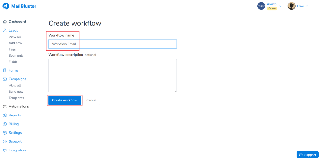 Create automation workflow 