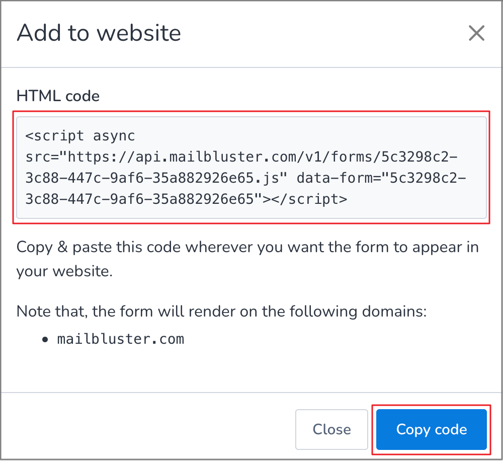 Copying code and pasting it in your website’s HTML page