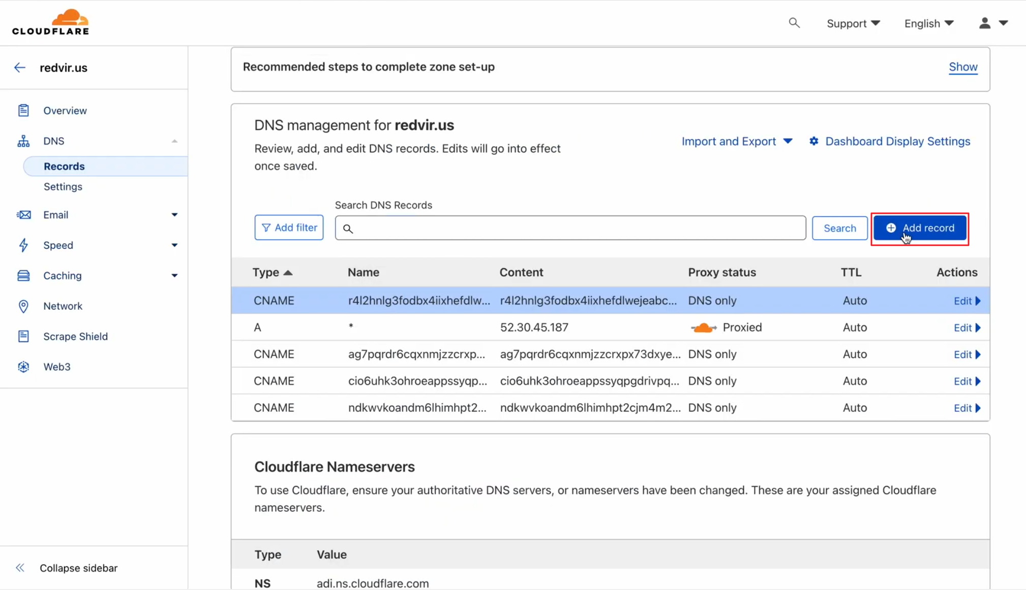 Adding record in your DNS Management