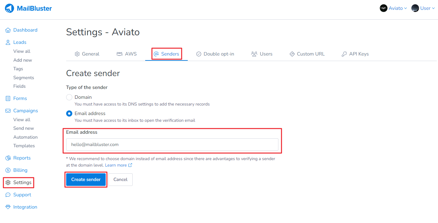 How To Verify Sender Email Address From MailBluster MailBluster