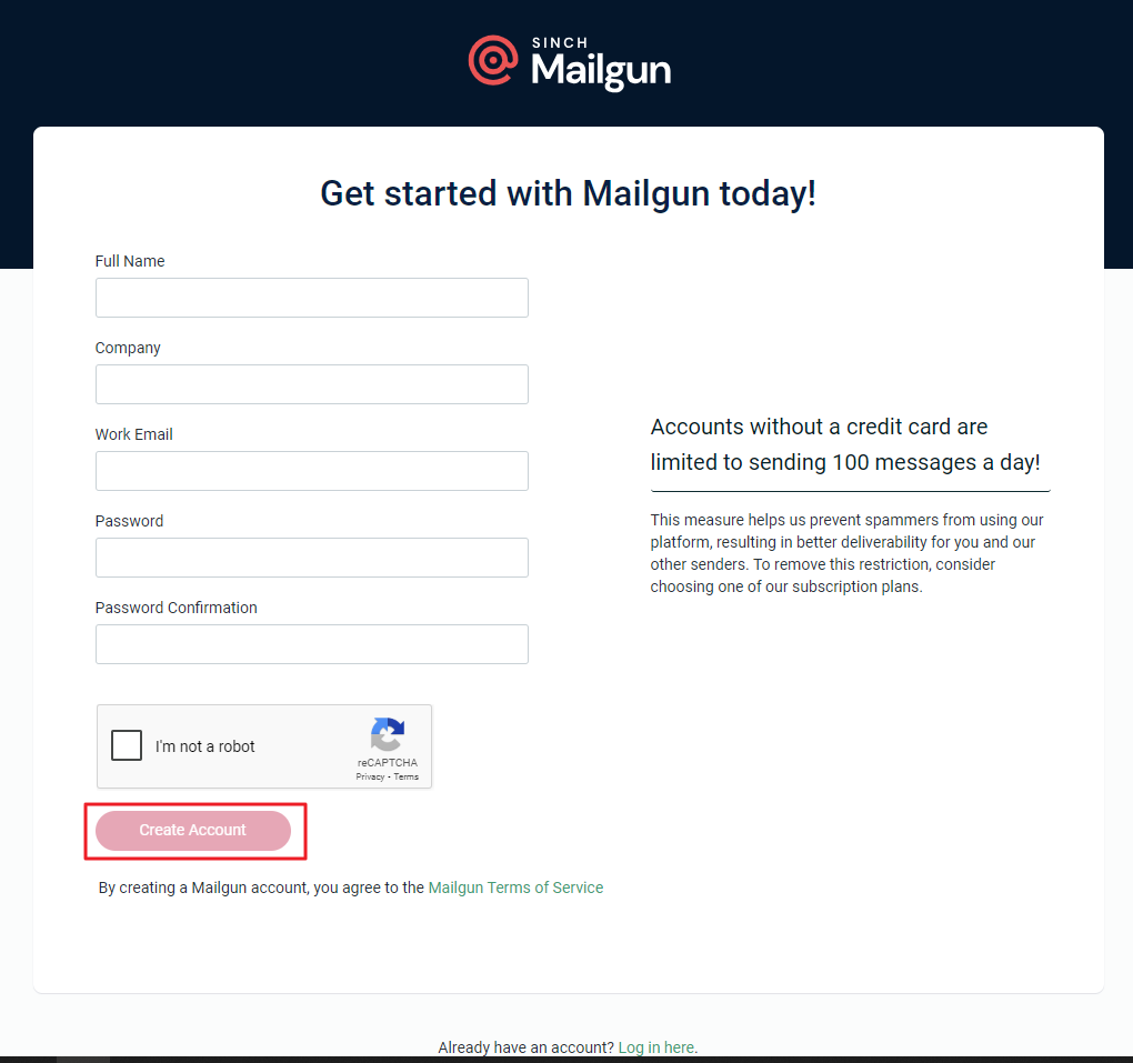 Click on Create Account after filling all the details.