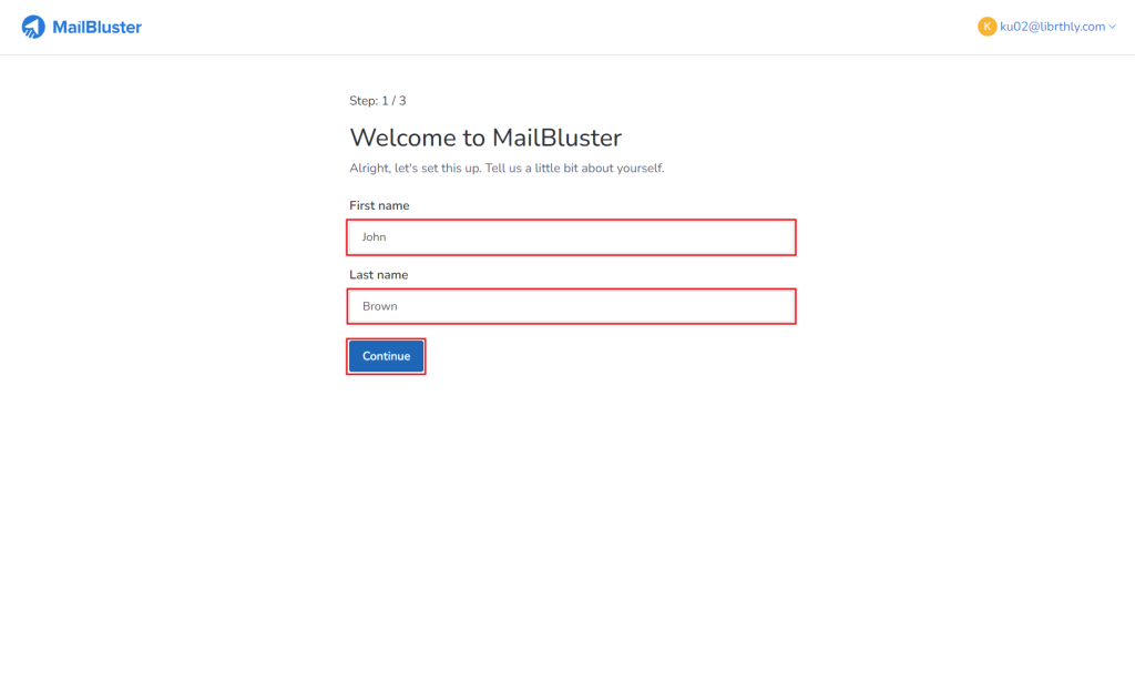 Type in your First name and Last name