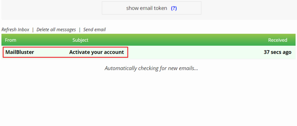 Activation email from MailBluster